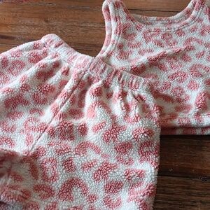 Pink and White Fuzzy Leopard Print Set
